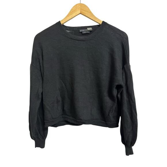 Alice + Olivia classic's women's black long sleeve cropped top size Large - Picture 1 of 5
